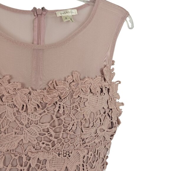 Lace Floral Romantic Graceful Classy Minimalist Modern Chic Evening Dress Pink S - Picture 4 of 11